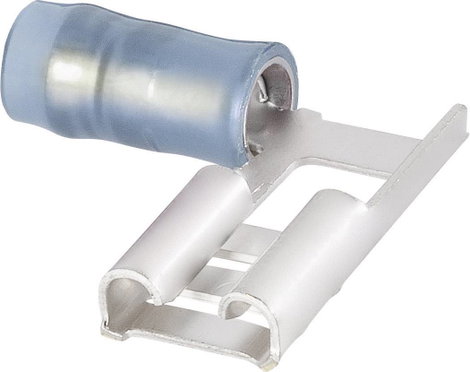 Lapos csúszósaru hüvely 6,3 x 0,8 mm 90°, részlegesen szigetelt, kék, TE Connectivity 156666-1