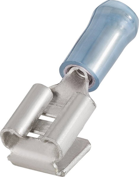 Lapos csúszósaru hüvely, elosztós, 6,3 x 0,8 mm, részlegesen szigetelt, kék, TE Connectivity 9-16046