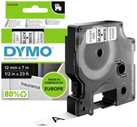 DYMO feliratozószalag D1, 12mm, fehér/fekete, S0720530