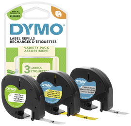 DYMO feliratozószalag készlet LetraTag, 12mm, fehér,sárga,ezüst/fekete, S0721800
