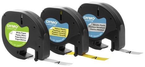 DYMO feliratozószalag készlet LetraTag, 12mm, fehér,sárga,ezüst/fekete, S0721800 2. kép