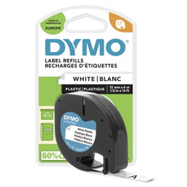 DYMO feliratozószalag LetraTag, 12mm, gyöngy-fehér/fekete, polieszter, S0721660