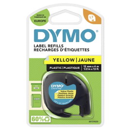 DYMO feliratozószalag LetraTag, 12mm, hiper-sárga/fekete, polieszter, S0721670