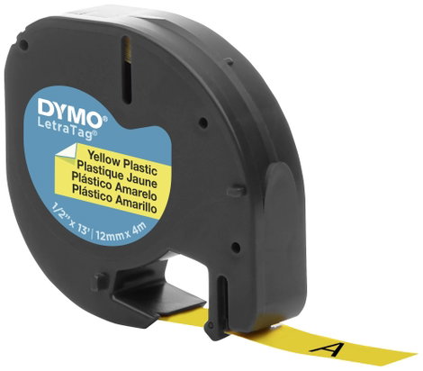 DYMO feliratozószalag LetraTag, 12mm, hiper-sárga/fekete, polieszter, S0721670 2. kép
