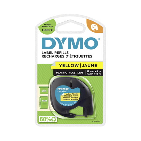 DYMO feliratozószalag LetraTag, 12mm, hiper-sárga/fekete, polieszter, S0721670 3. kép