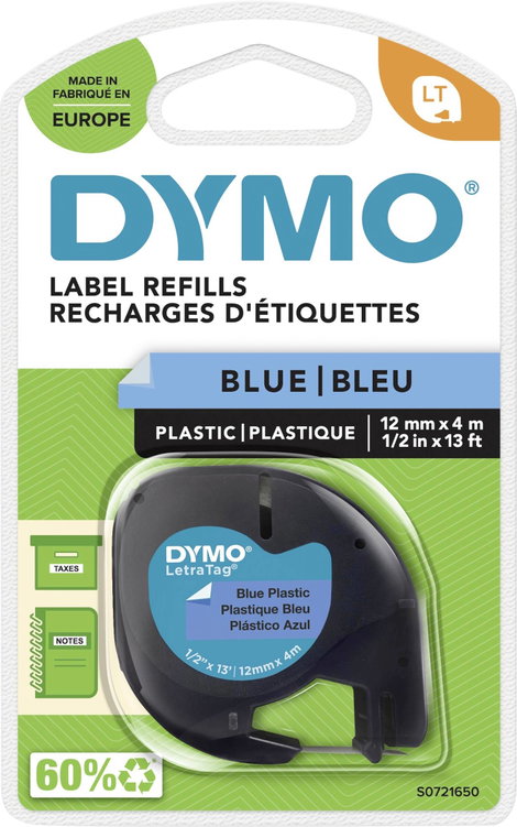 DYMO feliratozószalag LetraTag, 12mm, ultra-kék/fekete, polieszter, S0721700 3. kép