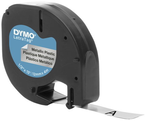 DYMO feliratozószalag LetraTag, 12mm, ezüst/fekete, fém, S0721750 2. kép