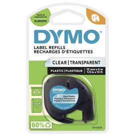 DYMO feliratozószalag LetraTag, 12mm, átlátszó/fekete, polieszter, S0721550