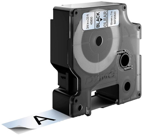DYMO feliratozószalag D1, 19mm, átlátszó/fekete, S0720820 2. kép