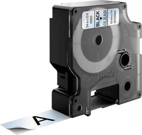 DYMO feliratozószalag D1, 19mm, átlátszó/fekete, S0720820 3. kép