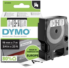 DYMO feliratozószalag D1, 19mm, fehér/fekete, S0720830