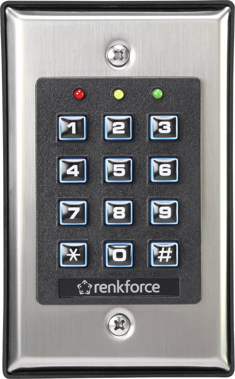 Kódzár, süllyeszett, megvilágított billentyűzet, Renkforce 1582597