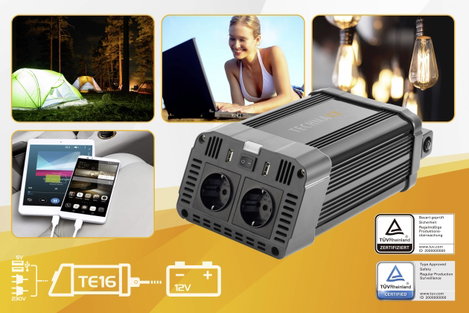 Inverter 1200 W 12 V/DC - 230 V/AC, Technaxx TE16 7. kép