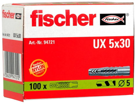 Fali tipli, dübel Fischer UX 5 x 30 30 mm 5 mm 94721 100 db