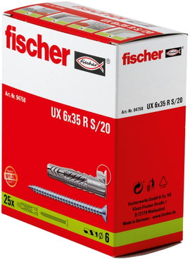 Fali tipli, dübel Fischer UX 6 x 35R S/20 35 mm 6 mm 94758 25 db