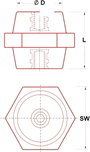 NYÁK távtartó 30 mm M8 menettel ISS-830 2. bélyegkép