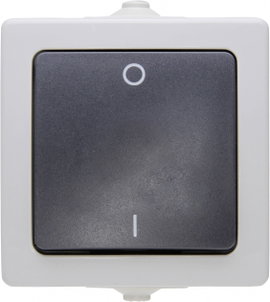Kültéri billenőkapcsoló 230V/10A IP 44 védett, szürke, Kopp 565256009