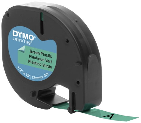 DYMO feliratozószalag LetraTag, 12mm, zöld/fekete, polieszter, S0721690 2. kép