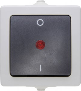 Kültéri billenőkapcsoló 230V/10A IP 44 védett, szürke, Kopp 565296007