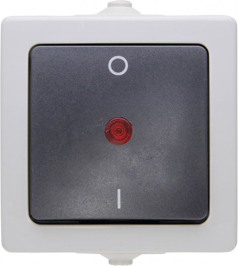 Kültéri billenőkapcsoló 230V/10A IP 44 védett, szürke, Kopp 565296007