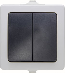 Kültéri dupla falikapcsoló 230V/10A IP 44 védett, szürke, Kopp 565556008