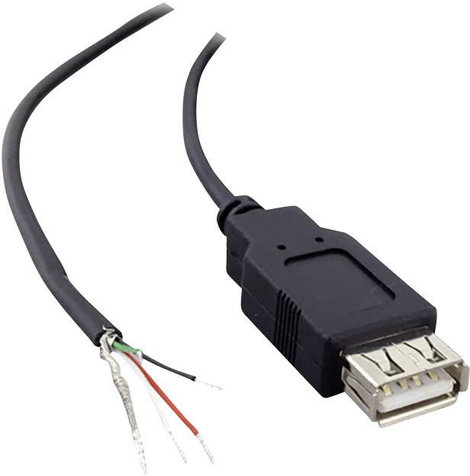 USB kábel, szerelhető, forrasztható kábelvéggel USB A csatlakozóval 1.8 m fekete BKL Electronic 1008