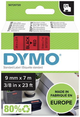 DYMO feliratozószalag D1, 9mm, piros/fekete, S0720720