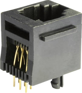 RJ 12 CAT 3 beépíthető moduláris aljzat, függőleges MEB6/6PST Fekete econ connect MEB6/6PST