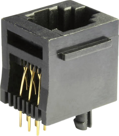 RJ 12 CAT 3 beépíthető moduláris aljzat, függőleges MEB6/6PST Fekete econ connect MEB6/6PST