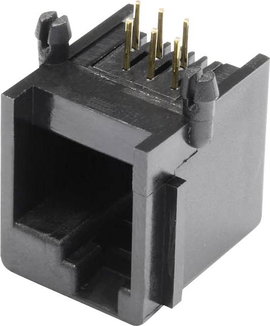 RJ 12 CAT 3 beépíthető moduláris aljzat, vízszintes MEBE66D Fekete econ connect MEBE66D