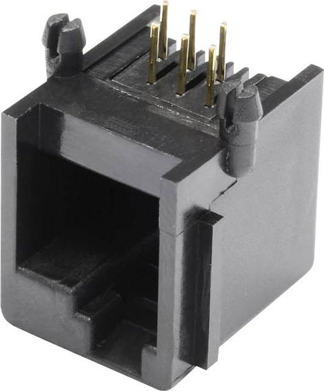 RJ 12 CAT 3 beépíthető moduláris aljzat, vízszintes MEBE66D Fekete econ connect MEBE66D