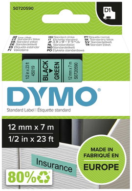 DYMO feliratozószalag D1, 12mm, zöld/fekete, S0720590