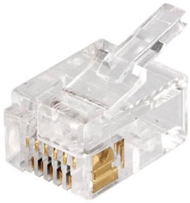 RJ12 moduláris csatlakozó dugó, egyenes, 6P6C, átlátszó econ connect MPL6/6DEC