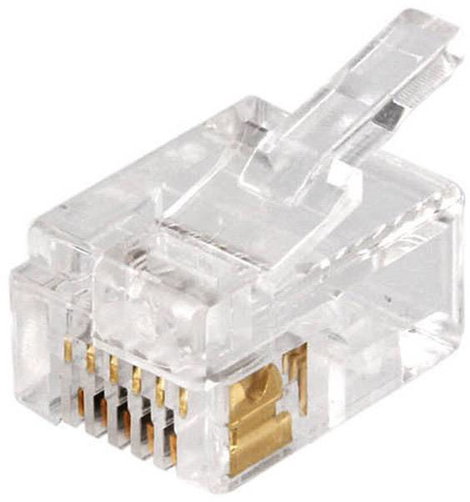 RJ12 moduláris csatlakozó dugó, egyenes, 6P6C, átlátszó econ connect MPL6/6DEC
