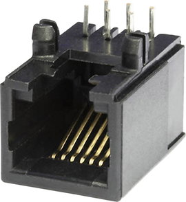 RJ12 aljzat, beépíthető, beforrasztható, fekete, econ connect MEB6/6PL