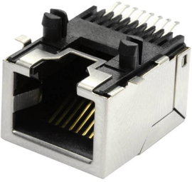 RJ45 aljzat, beépíthető, beforrasztható, fém házban econ connect MEB8/8GSMTKS