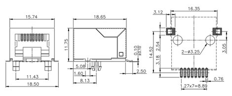 RJ45 aljzat, beépíthető, beforrasztható, fém házban econ connect MEB8/8GSMTKS 2. kép