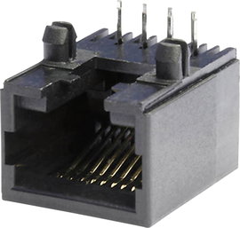RJ45 aljzat, beépíthető, beforrasztható, fekete, econ connect MEB8/8PL