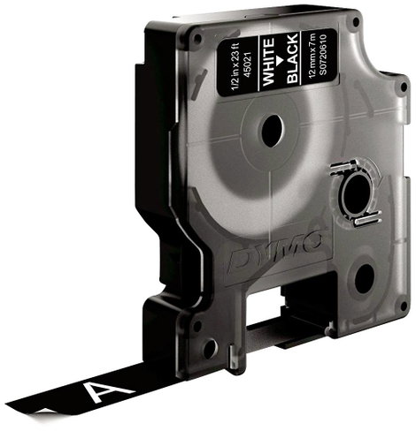 DYMO feliratozószalag D1, 12mm, fekete szalag,fehér betű S0720610 2. kép