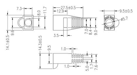 RJ45 csatlakozó törésgátló, bézs, econ connect SB8BG 2. kép