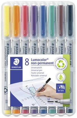 Staedtler Alkoholos filc Lumocolor M non-permanent 315 Kék, Barna, Sárga, Zöld, Narancs, Piros, Feke
