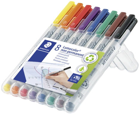 Staedtler Alkoholos filc Lumocolor® Kék, Barna, Sárga, Zöld, Narancs, Piros, Fekete, Viola 316 WP8 2. kép