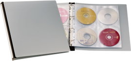 Lefűzhető CD/DVD/Blu Ray mappa, gyűrűs tartó 12 lapos tokkal 96 lemez részére Durable 5277-01