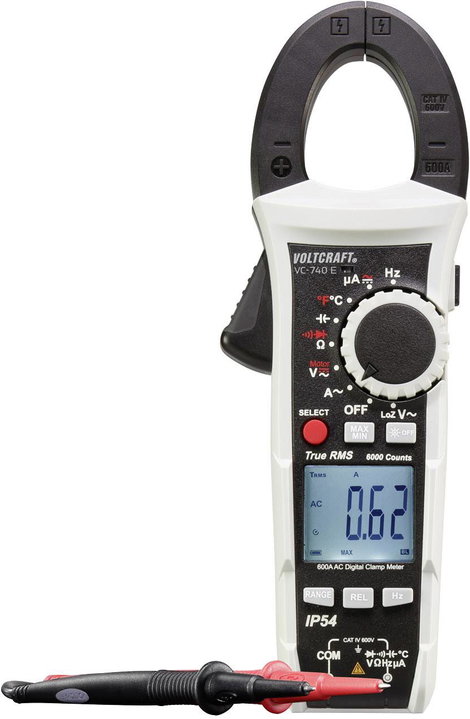 Lakatfogó és multiméter VOLTCRAFT VC740 ISO kalibrált, fröccsenő víz ellen védett (IP54) CAT IV 600 2. kép