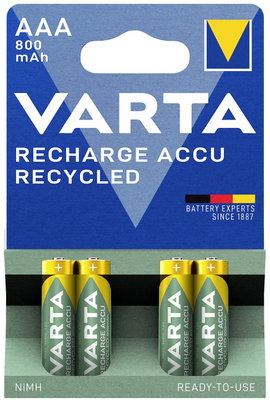 Mikroakku AAA NiMH Varta Recycled Ready to Use 800 mAh 1.2 V 4 db