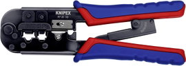 Racsnis moduláris krimpelő, UTP, telefon csatlakozó krimpelő RJ 45, RJ11/12 KNIPEX 97 51 10