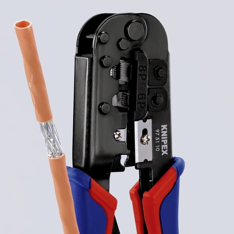 Racsnis moduláris krimpelő, UTP, telefon csatlakozó krimpelő RJ 45, RJ11/12 KNIPEX 97 51 10 3. kép