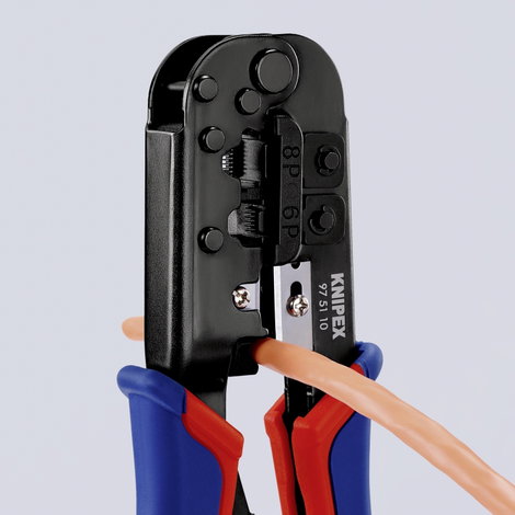 Racsnis moduláris krimpelő, UTP, telefon csatlakozó krimpelő RJ 45, RJ11/12 KNIPEX 97 51 10 4. kép