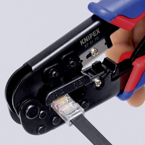 Racsnis moduláris krimpelő, UTP, telefon csatlakozó krimpelő RJ 45, RJ11/12 KNIPEX 97 51 10 6. kép