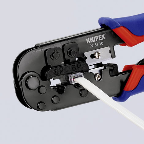 Racsnis moduláris krimpelő, UTP, telefon csatlakozó krimpelő RJ 45, RJ11/12 KNIPEX 97 51 10 7. kép